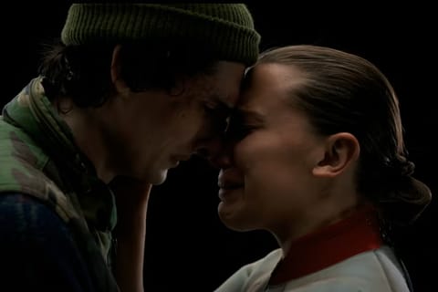 Finn Wolfhard as Mike and Millie Bobby Brown as Eleven in the Stranger Things finale.