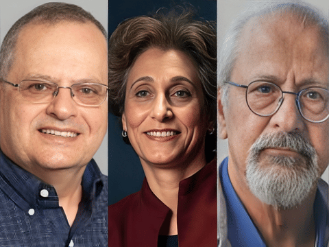 Great Arab Minds 2025 awardees Professor Badi Hani, Dr Suad Amiry and Professor Charbel Dagher.