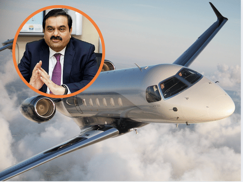 An Embraer business jet and Indian tycoon Gautam Adani (inset). The subcontinent is making huge strides toward assembly and partial manufacturing through international partnerships.