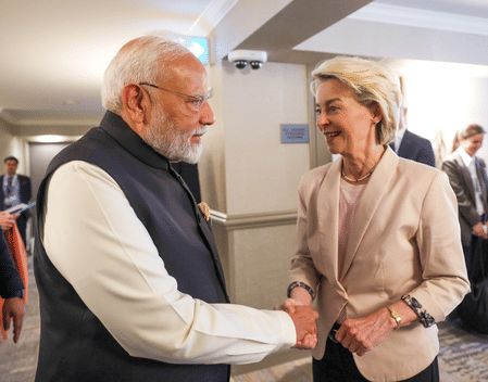 India, EU on the cusp of historic trade agreement: Ursula von der Leyen. Pictured above is von der Leyen with Indian Prime Minister Narendra Modi.