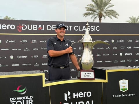 Patrick Reed with Desert Classic trophy
