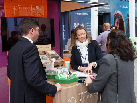 Guests interact with exhibitors at Sharjah Entrepreneurship Festival at the Sharjah Research Technology and Innovation Park, in this file photo.