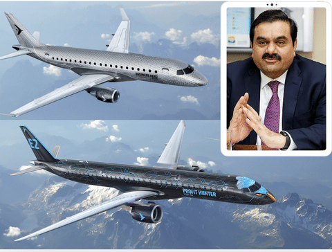 An Embraer jet and Indian tycoon Gautam Adani (inset). The subcontinent is making a huge step towards regional passenger jet assembly and manufacturing through its partnership with the Brazilian airframe maker.