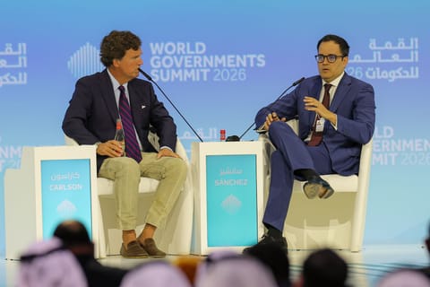 Calixto Ortega Sánchez, Vice President for Economy of the Republic, Government of the Bolivarian Republic of Venezuela in conversation with Tucker Carlson on the second day of World Government Summit.