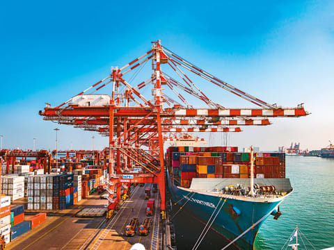 The shipyard and dock of the Port of Colombo. Trade and logistics continue to play critical roles in Sri Lanka’s economic revival
