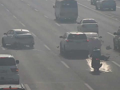 New footage by Abu Dhabi Police shows chain crashes caused by stranded vehicles.