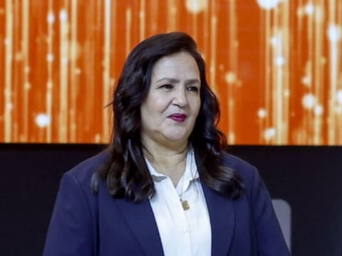 Fouzia Jbara Mahmoudi during the awarding ceremony.