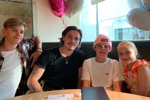 Romeo Beckham, Brooklyn Peltz Beckham, Cruz and Harper Beckham