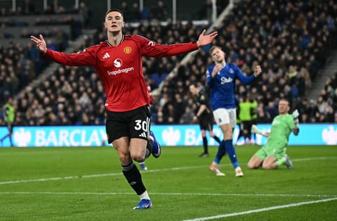 Manchester United's Slovenian striker Benjamin Sesko earnt his side the three points on Monday night