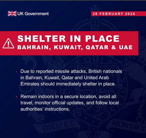Citizens of the UK have been advised to remain indoors and avoid all travel.