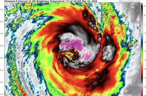 The eye of the Storm Narelle as tracked by Himawari-9 satellite over north-east Australia.