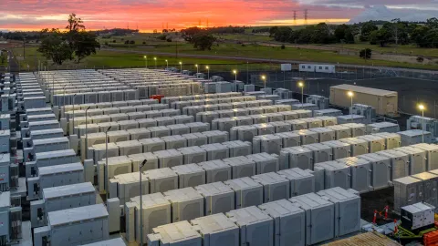 The Hazelwood battery energy storage system, a 150MW/150MWh utility-scale lithium-ion battery in Victoria, Australia, commissioned in June 2023. Located at a coal-fired power station site, it stores renewable energy to improve grid stability, reduce peak demand strain, and support the state's transition to clean energy.