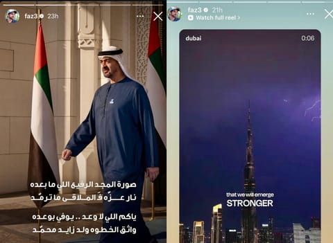 A combination of images showing Sheikh Hamdan's posts