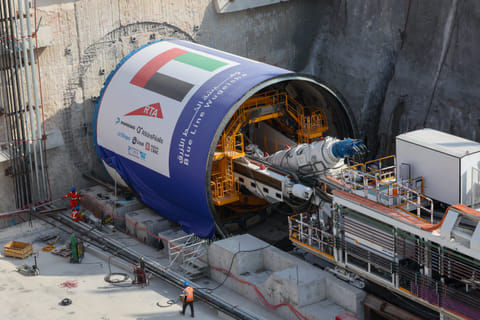 Tunnel boring machine Al Wugeisha breaks through the wall to start undergrrund construction work for Dubai Metro Blue Line in International City. Photo: Virendra Saklani/Gulf News