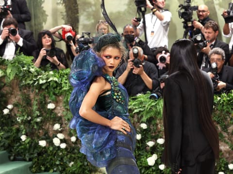 Zendaya and Law Roach attend The 2024 Met Gala Celebrating "Sleeping Beauties: Reawakening Fashion" at The Metropolitan Museum of Art on May 06, 2024 in New York City.