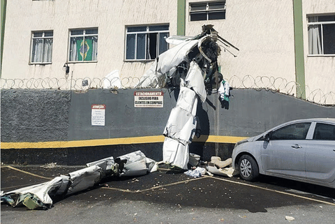 The small aircraft smashed into a building in Silveira neighbourhood of Belo Horizonte, in Brazil's south-east.