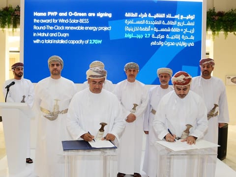 Award of power purchase agreement for the continuous renewable energy project in Mahout and Duqm