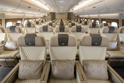 The newly refurbished aircraft (A6-EUX) has taken to the skies operating as EK 39/40 between Dubai and Birmingham.