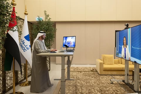 Dr Sultan Ahmed Al Jaber during a live-streamed event hosted by the Atlantic Council.
