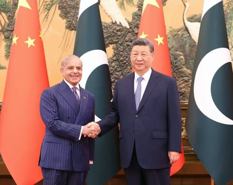 Pakistani Prime Minister Shehbaz Sharif and Chinese President Xi Jinping.