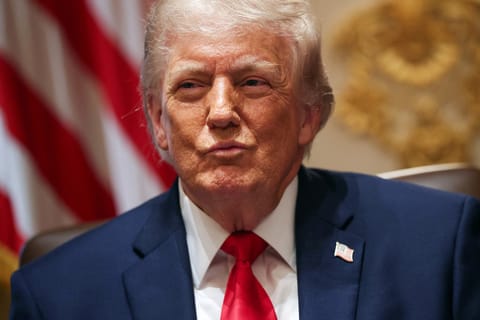 President Donald Trump looks on during a Cabinet meeting in the Cabinet Room of the White House.