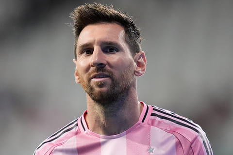 Inter Miami forward Lionel Messi walks on the field during the second half of an MLS soccer match, Sunday, May 24, 2026, in Miami.