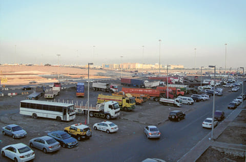 Large trucks seen in the Musaffah area of Abu Dhabi. The latest penalties apply on heavy vehicles on roads during peak hours in Abu Dhabi city, Al Ain and their suburbs.