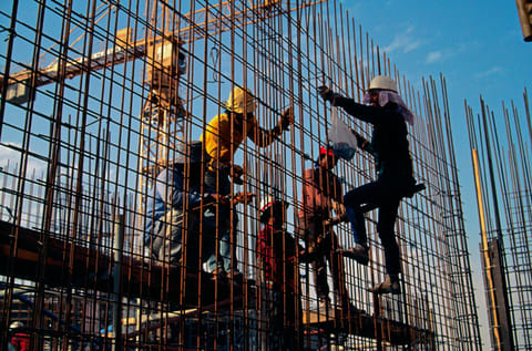 Construction workers in Saudi Arabia.
