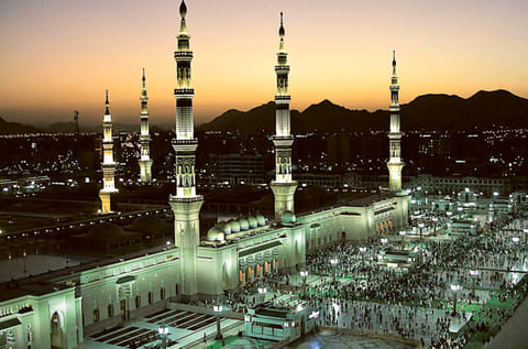 Pilgrims are seen at the Prophet Mosque in Madinah. Currently, the ground floor of the mosque has an area of 98,500 square metres and accommodates 167,000 worshippers.