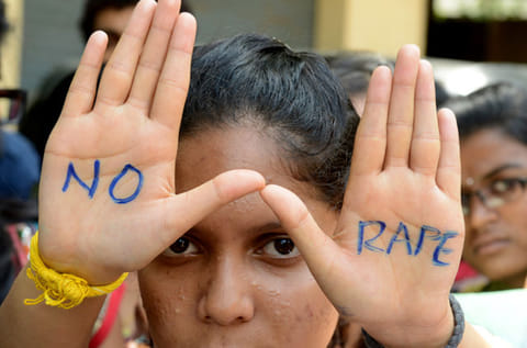 Students of Saint Joseph Degree college participate in an anti-rape protest in Hyderabad on September 13, 2013. The judge hearing the case of four men convicted for a shocking gang rape on a bus in New Delhi in December 2012 sentenced them to death.