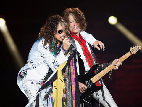 Aerosmith perform at The Forum in Inglewood, California.