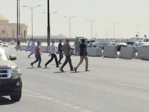 Pedestrians have no way to cross roads