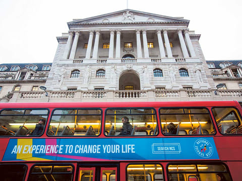 The Bank of England in London. Officials are expecting the economy to shrink by around 2.1% in total.