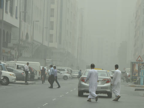 Strong winds and hazy weather in Abu Dhabi.