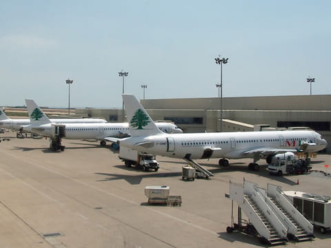 A view of the east side of the west wing at Beirut's Rafic Hariri International Airport (BEY/OLBA). Three Airbus A321-200s from the Lebanese national carrier, Middle East Airlines (MEA), can be seen. Gulf News archives