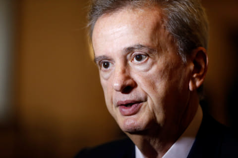 Riad Salameh told reporters on Monday the bank will keep defending the currency peg