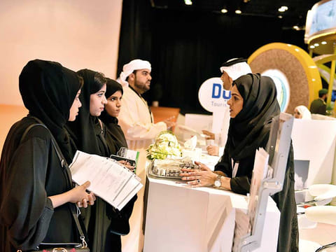 People gather to apply for jobs at the 16th UAE Career Fair at DWTC (File photo)