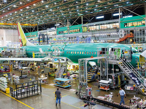 A Boeing assembly line in Renton, Washington. Boeing Co. is walking away from its proposed $4.2 billion combination with Embraer SA's commercial-aircraft business, as the planemakers brace for a far smaller jetliner market after the coronavirus pandemic.