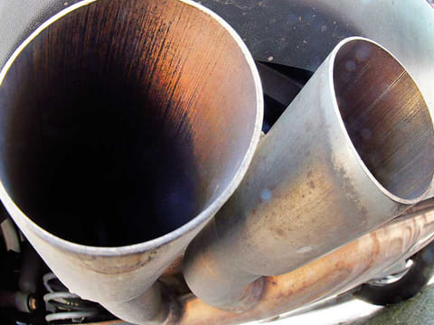 Exhaust pipes of a diesel car. Picture for illustrative purposes only.