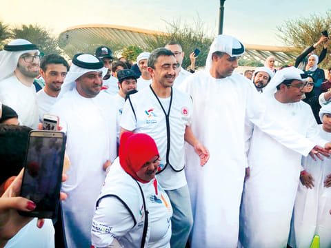Shaikh Abdullah Bin Zayed Al Nahyan joins the Tolerance Walk after opening the National Festival of Tolerance.