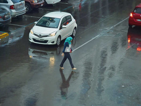 Scattered rainfall was recorded in various parts of Abu Dhabi on Monday afternoon, including Gasyoura and Al Ghuwaufat in the Al Dhafra region.