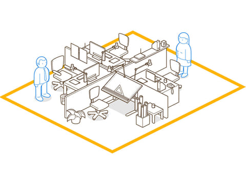 Clear sightlines across a large area - that's what today's ideal workspaces aspire for. Image for illustrative purposes only.
