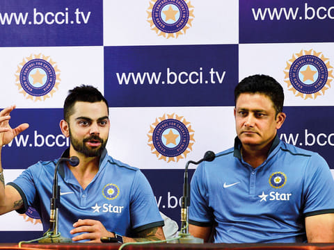 ICC Cricket Committee chairman Anil Kumble (right) and Virat Kohli, the Indian captain, have different views on the contentious 'umpire's call' in the game.