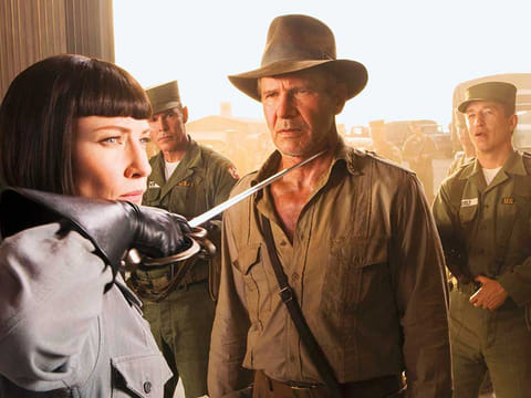 Cate Blanchett and Harrison Ford in Indiana Jones and The Kingdom Of The Crystal Skull.