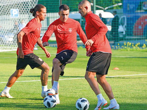 Serbia’s Aleksandar Prijovic (left), has played for the national side