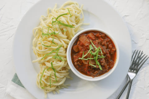 Beef bolognese with tagliatelle