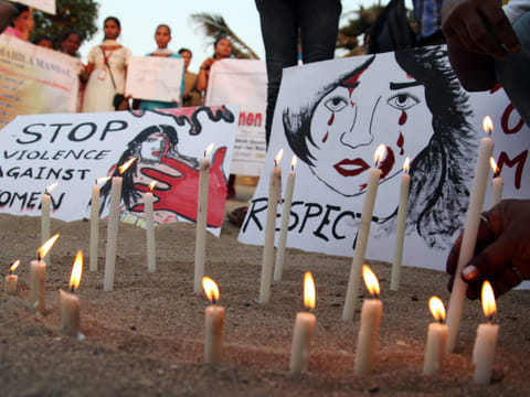 A file photo from a protest in India against rape cases.