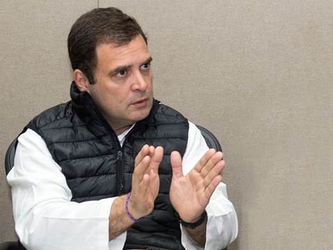 India’s Congress party president Rahul Gandhi is seen during the interview with Gulf News.