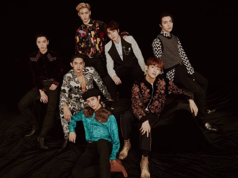 WayV. Clockwise from left: Ten, Kun, Xiao Jun, Hendery, WinWin, Yangyang, and Lucas.