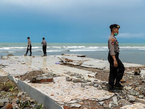 Pandeglang, Banten province, Indonesia, December 24, 2018, after a tsunami. Indonesia is still reeling from the aftermath of the tsunami